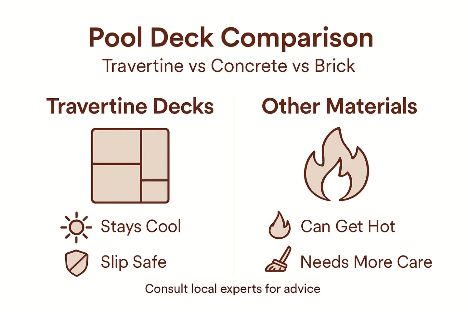 Infographic comparing travertine and other decks