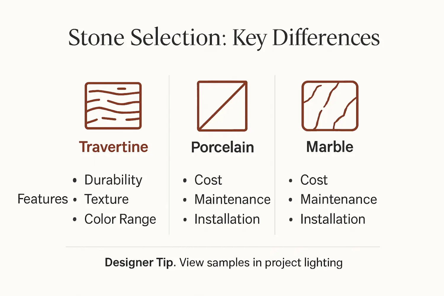 Infographic comparing stone types for design