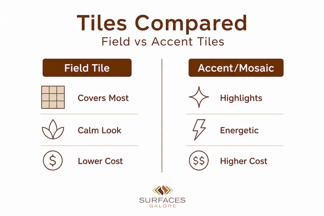 Infographic comparing field and accent tiles
