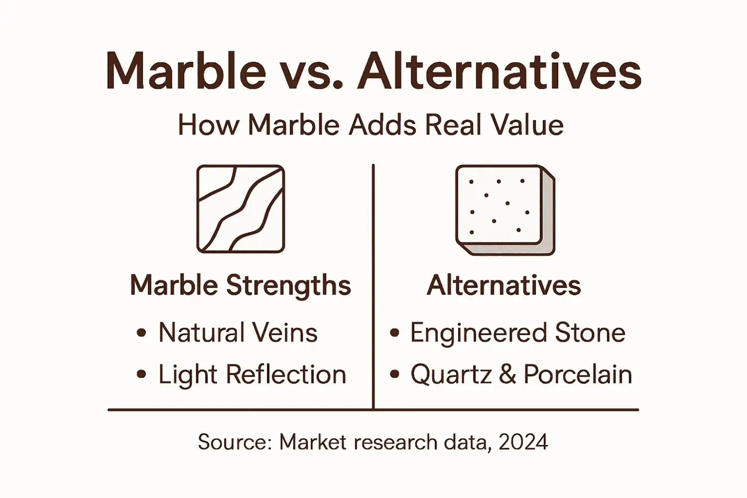 Infographic comparing marble value to alternatives