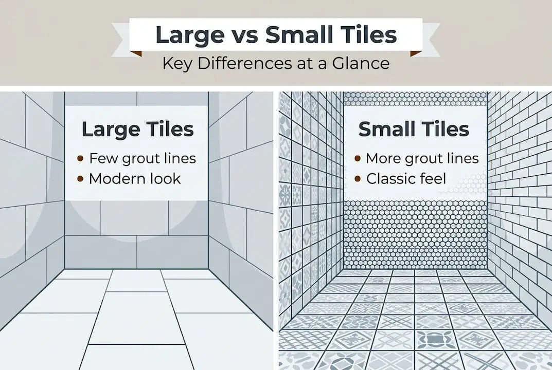 Infographic comparing large and small tiles