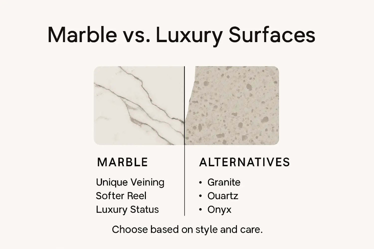 Infographic comparing marble and luxury materials