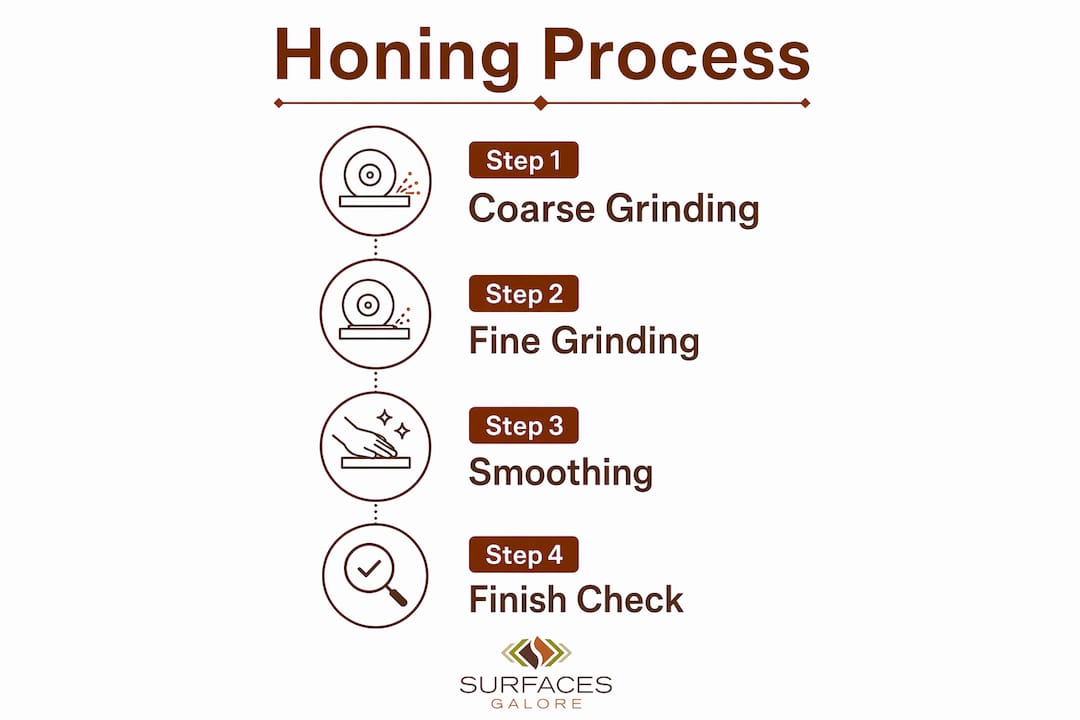 Infographic illustrating steps of the honing process