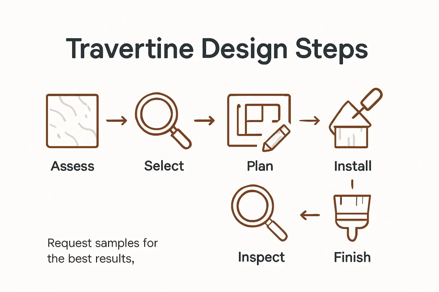Infographic showing travertine design steps