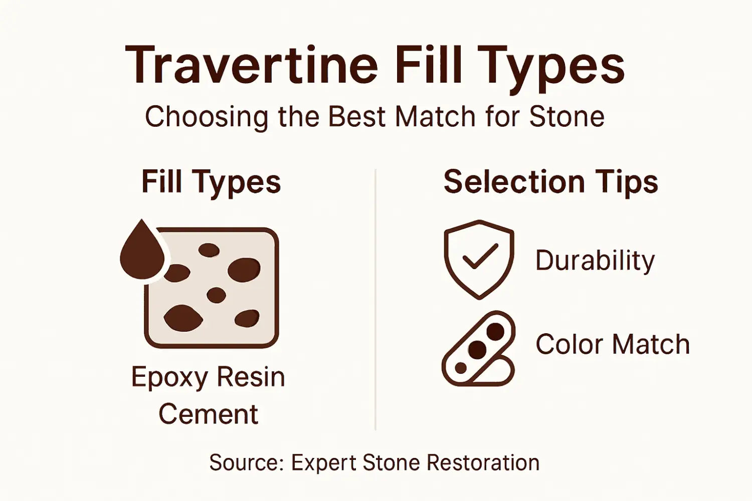 Infographic shows travertine fill types and tips