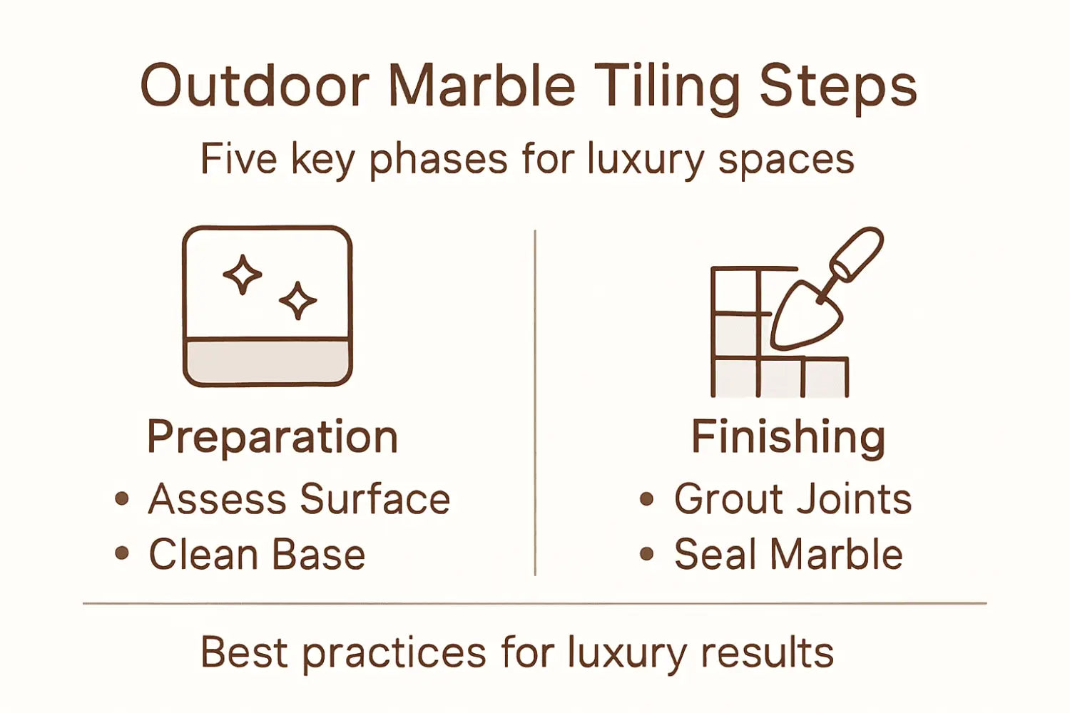 Infographic showing marble tiling process overview