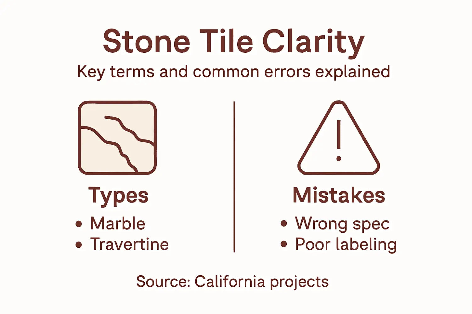 Infographic of stone tile types and errors