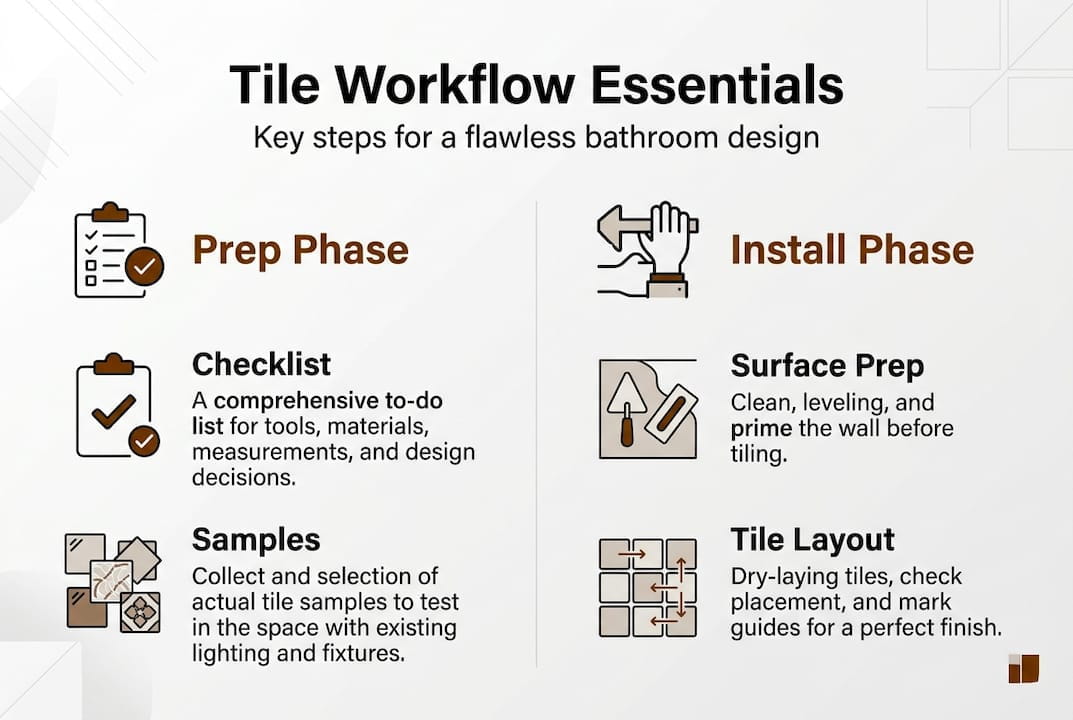 Infographic about bathroom tile workflow steps