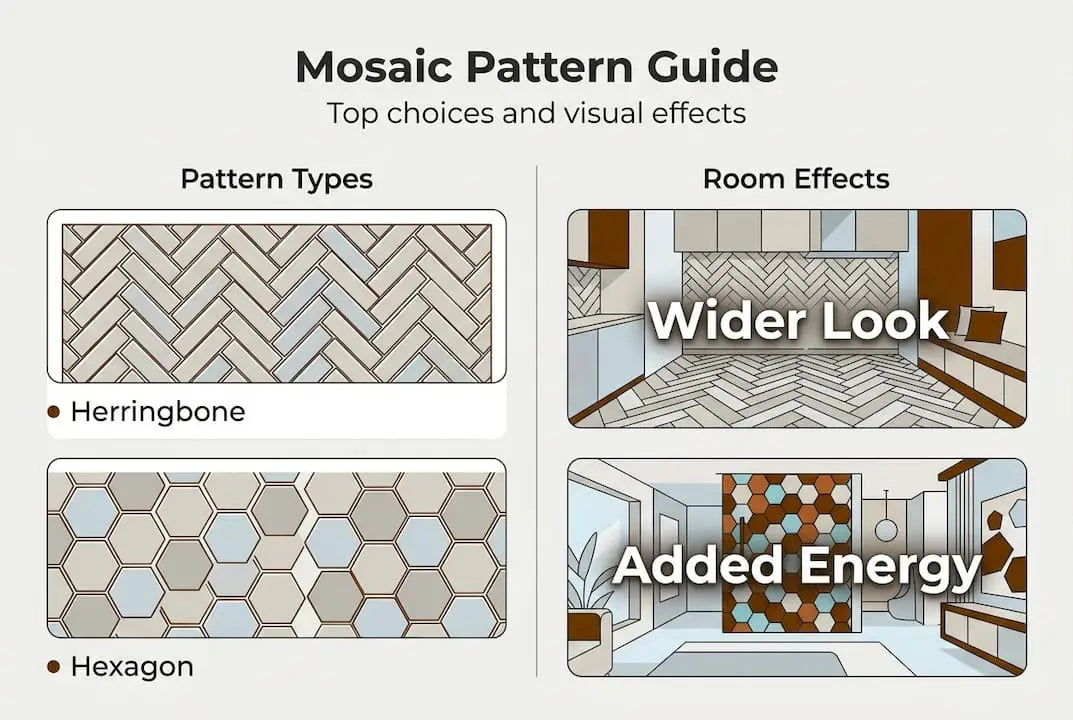 Infographic of mosaic pattern types and effects