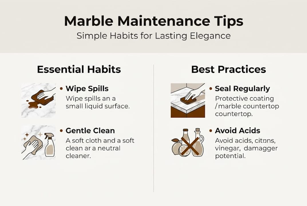 Infographic of key marble maintenance habits