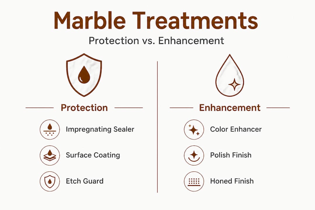 Infographic of marble treatment types