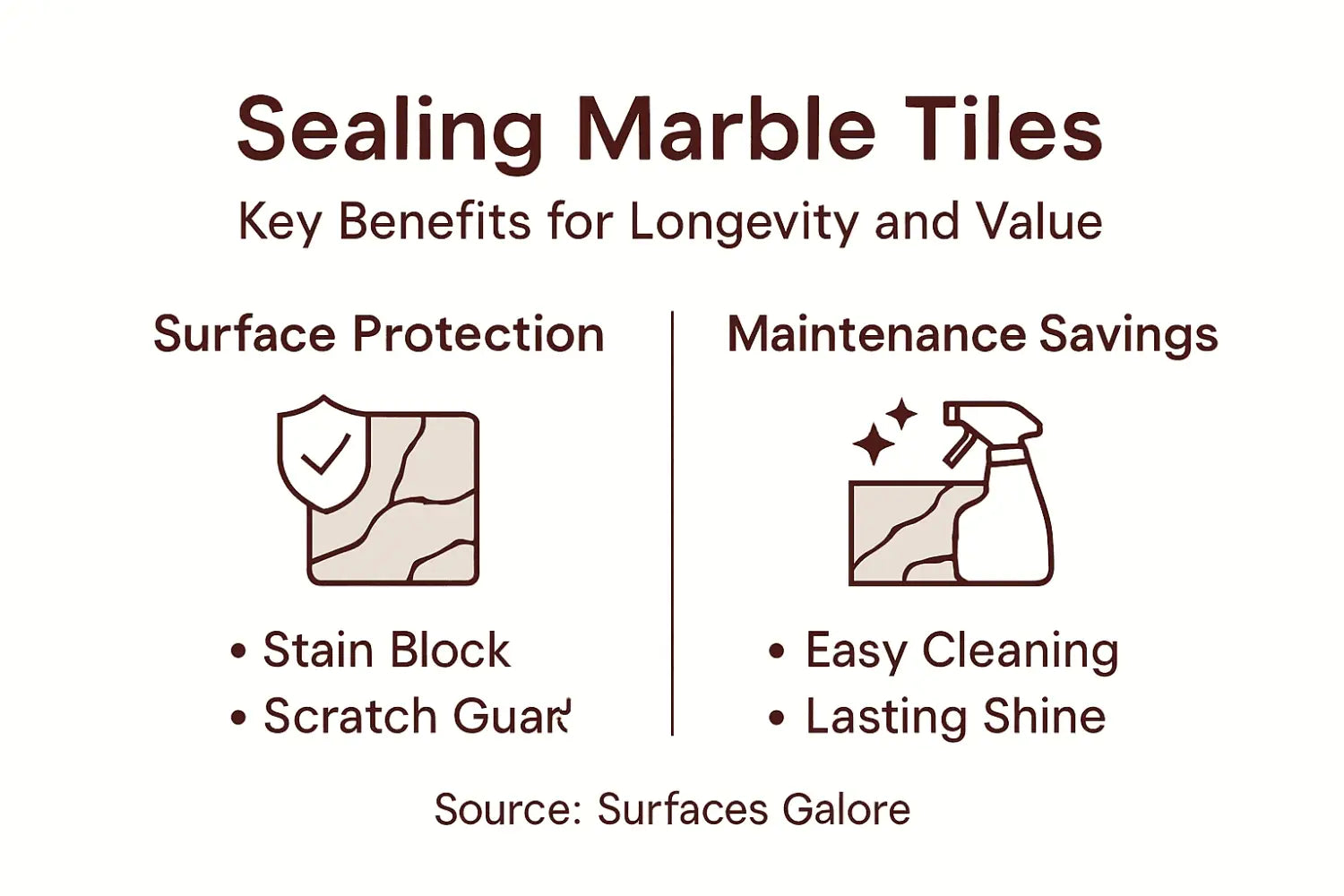 Infographic summarizing marble sealing benefits