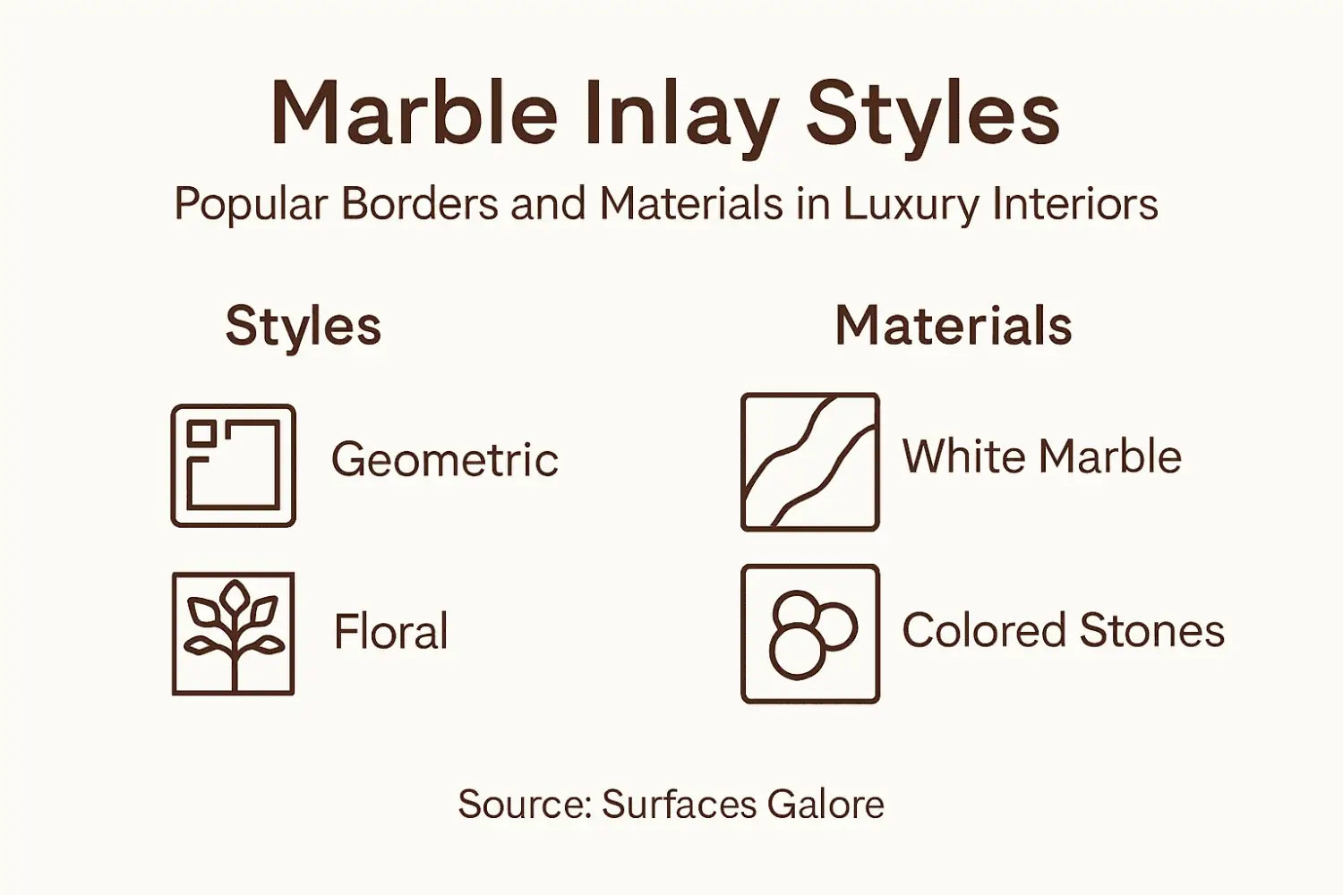Infographic of marble border inlay styles
