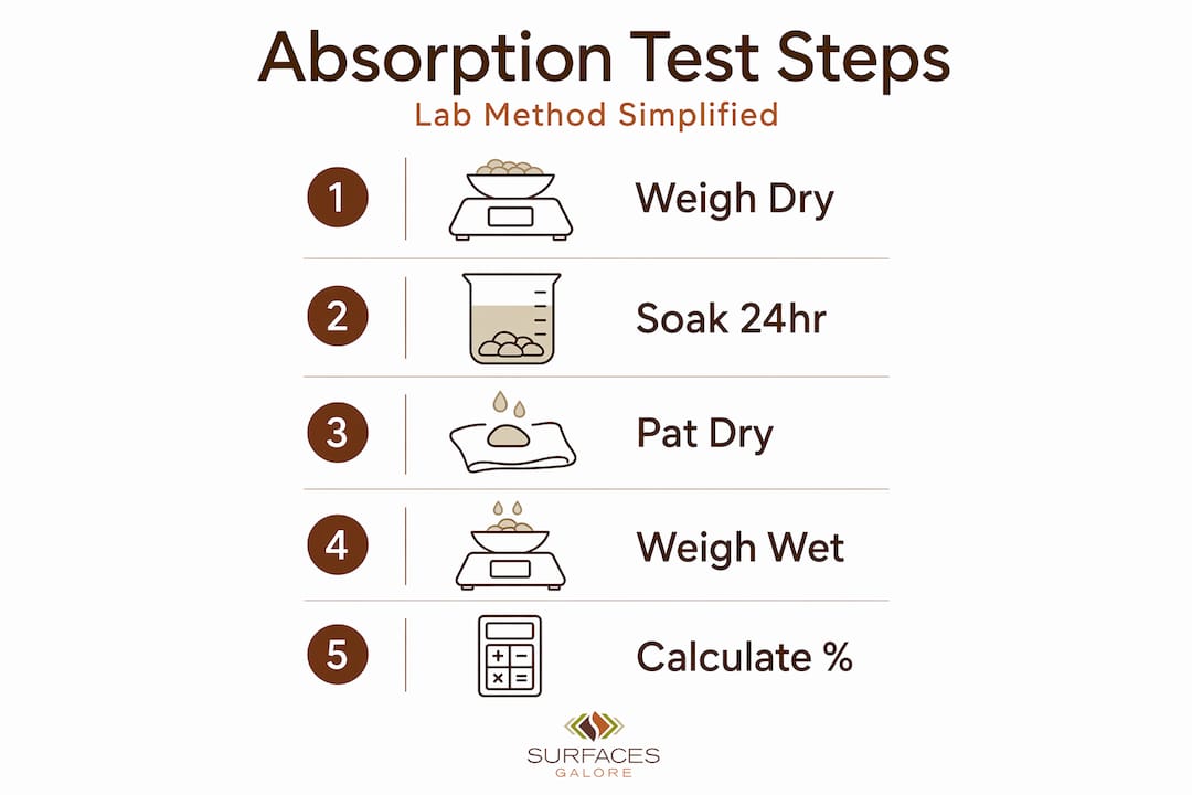 Infographic showing five steps for lab absorption test