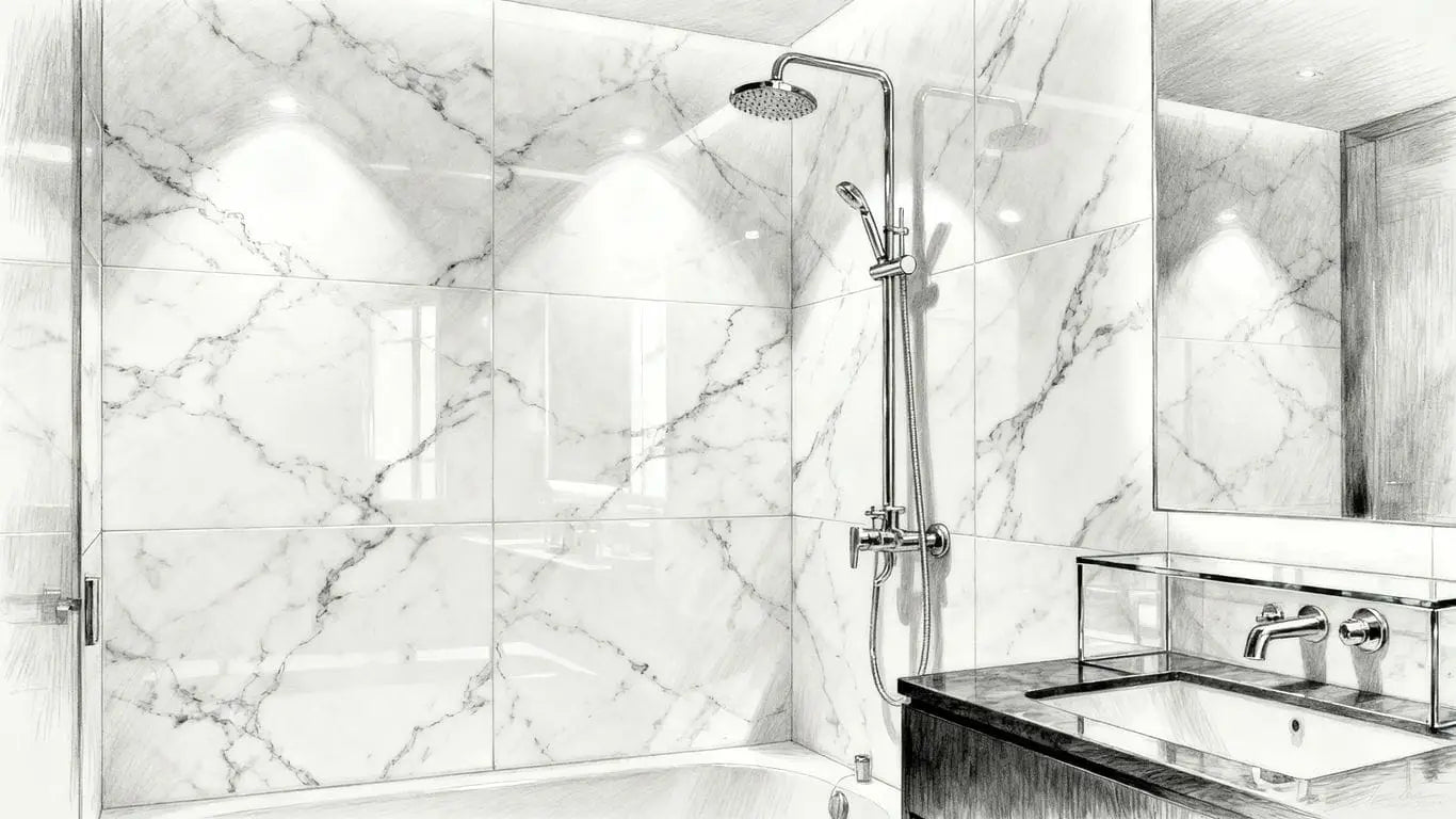 Bathroom application of white dolomite marble