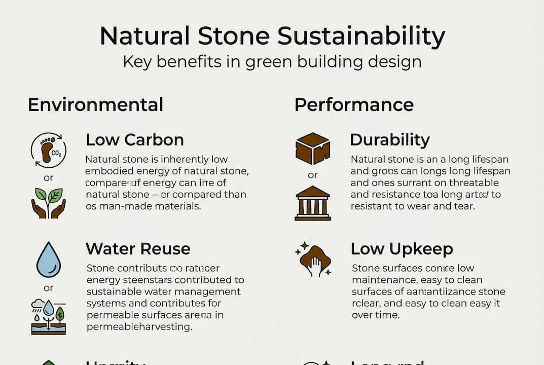 Infographic highlighting key stone sustainability benefits