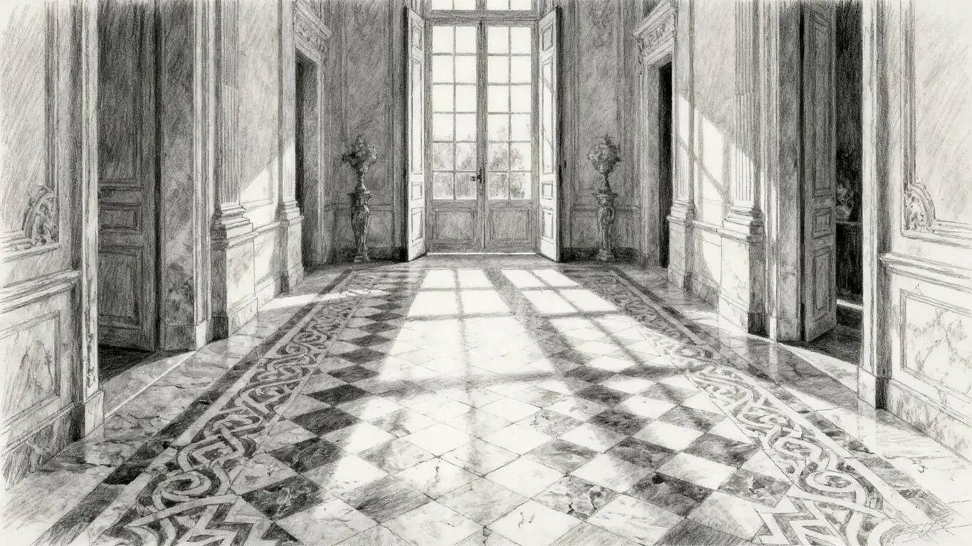 Grand entryway with natural stone
