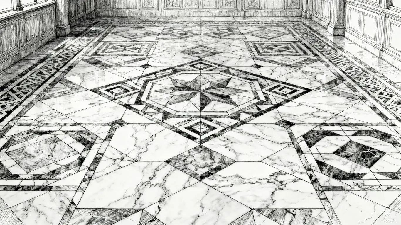 Beautifully patterned marble floor design