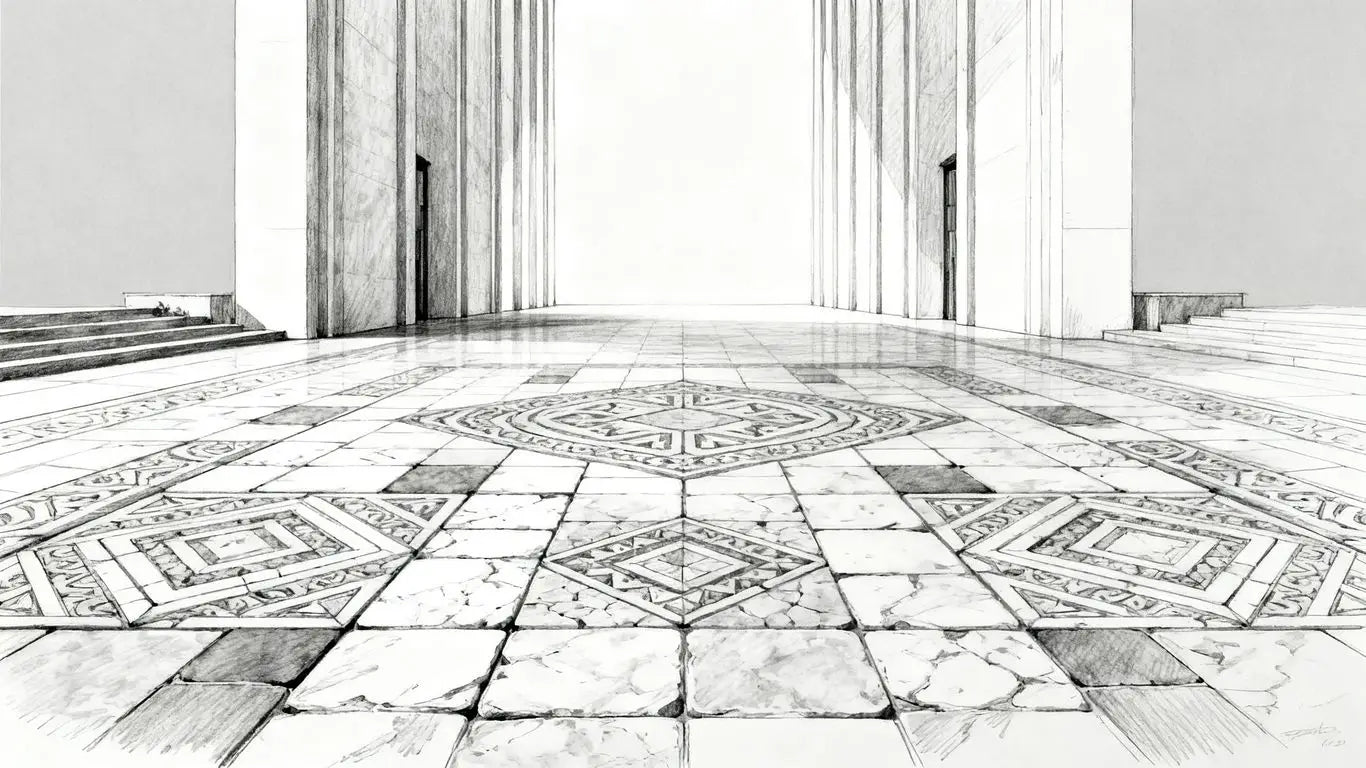 Modern living space with marble