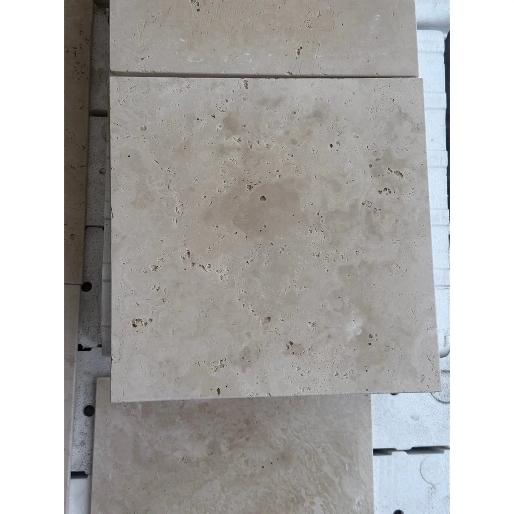 Ivory Light Travertine 12X12 Cross-Cut Tumbled Beige Tiles for Elegant Spaces
