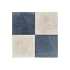 Ivory Light Travertine 12X12 Cross-Cut Tumbled four-square checkered tile design