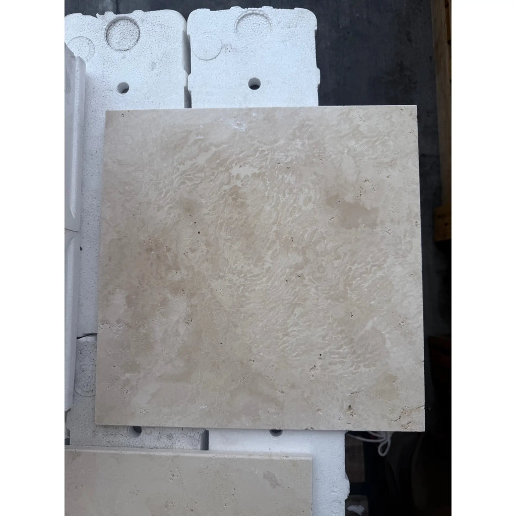 Ivory Light Travertine 12X12 Cross-Cut Tumbled Square Tile for elegant flooring solutions