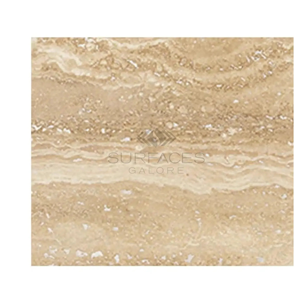 Ivory Light Travertine 12X24 Vein-Cut Filled and Honed Beige Tile Display