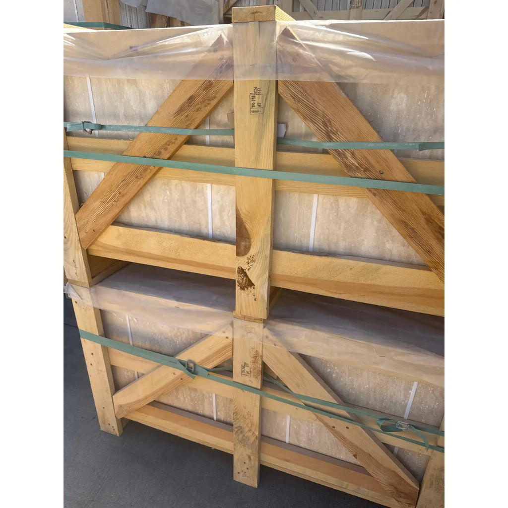 Wooden shipping crate for Ivory Light Travertine 18x18 Vein-Cut tile product