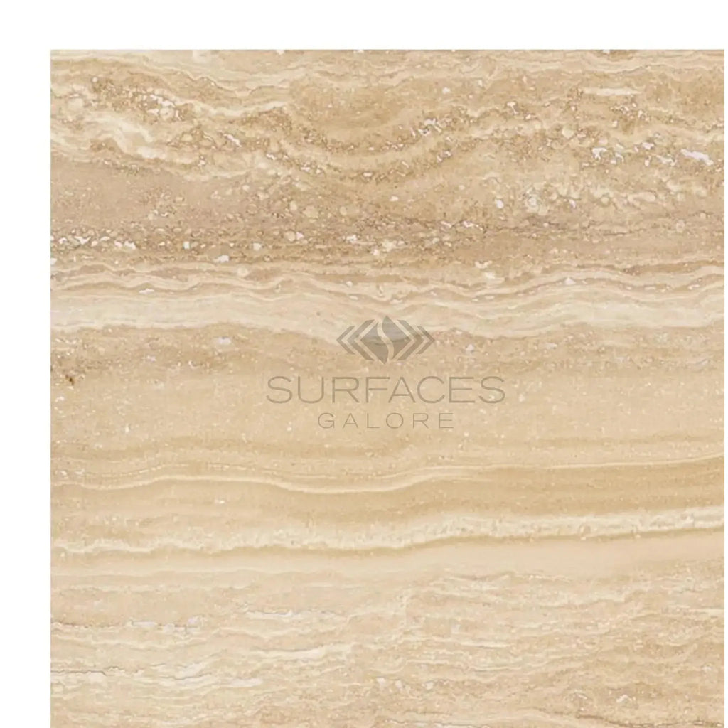 Beige travertine tile from Ivory (Light) Travertine 18X18 vein-cut filled and polished