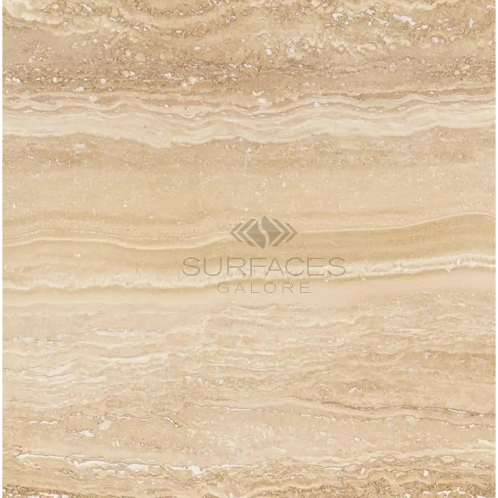 Beige Travertine slab from Ivory Light Travertine 18X18 Vein-Cut Filled and Polished
