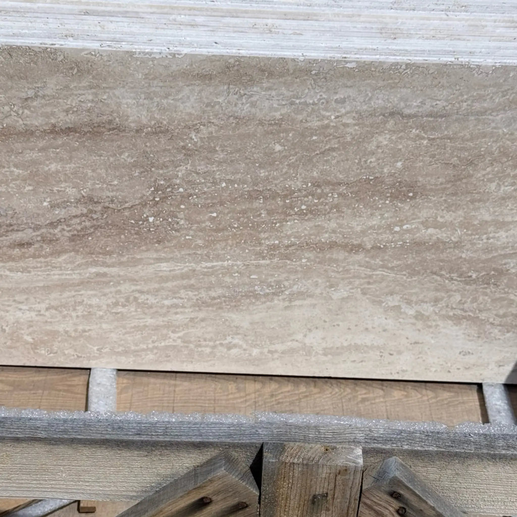 Beige travertine slab from Ivory Light Travertine 18X36 Vein-Cut collection