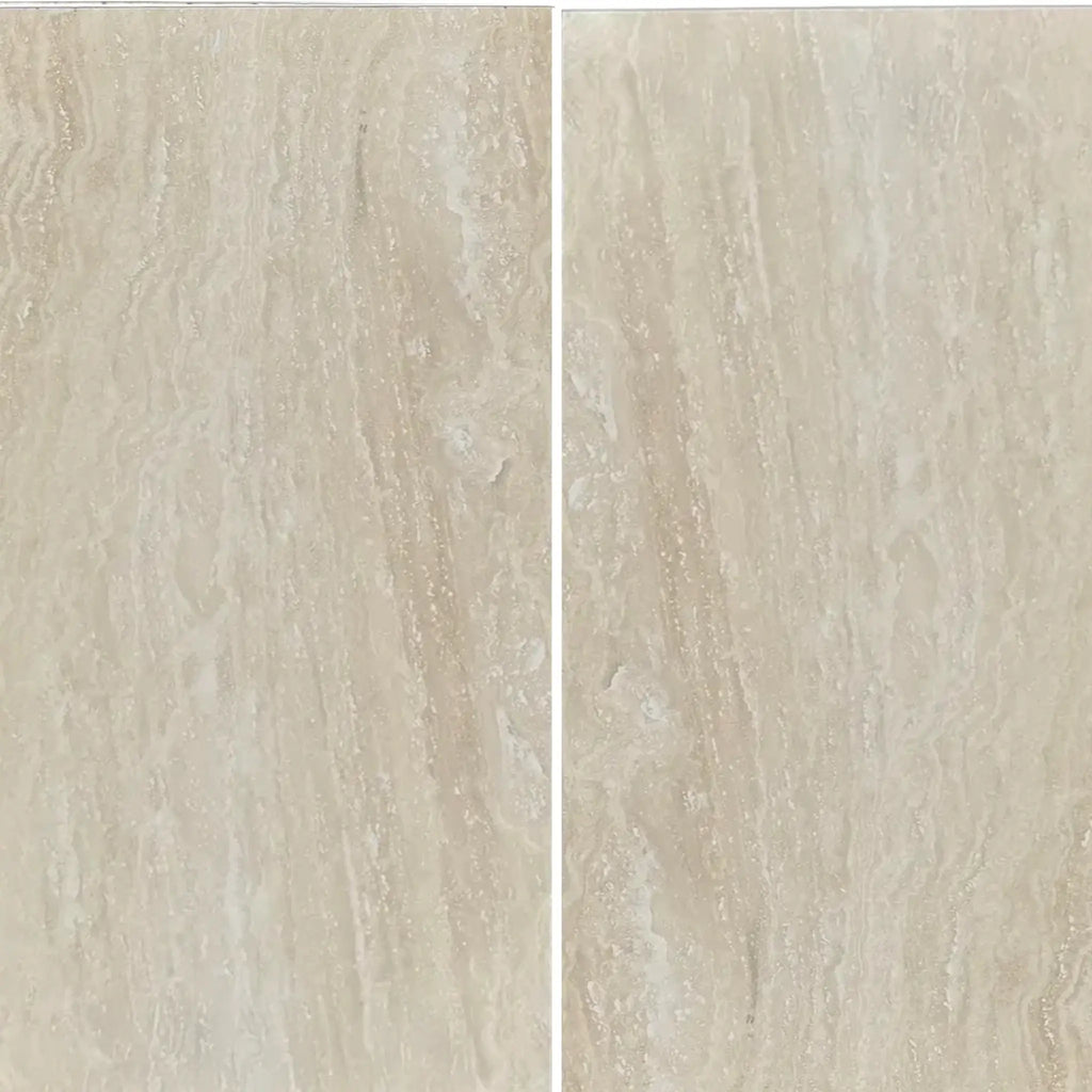 Beige marble tile panels of Ivory Light Travertine 18X36 Vein-Cut for elegant interiors