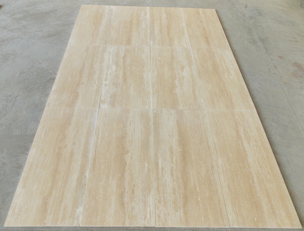 Beige travertine tiles from Ivory Light Travertine 18x36 Vein-Cut product display