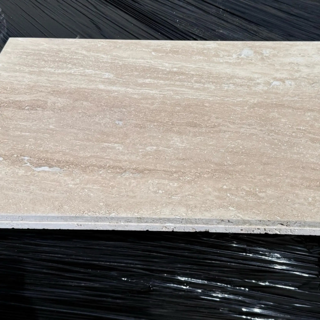 Rectangular Ivory Light Travertine 18X36 Vein-Cut tile showcasing elegant texture