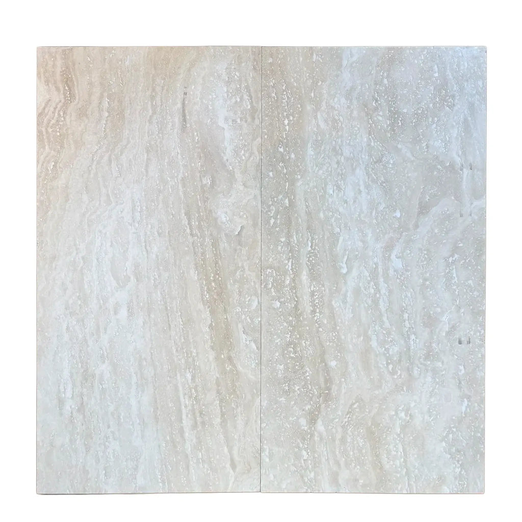 Square Ivory Light Travertine 18X36 Vein-Cut tiles showcasing elegant design and texture