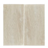 Two beige Ivory Travertine 18X36 vein-cut tiles showcasing elegant marble texture