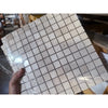 Ivory light travertine 1x1 mosaic tumbled tile sheet with white textured stone finish