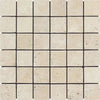 Beige Travertine Mosaic Tile from the Ivory Light Travertine 2X2 Tumbled collection