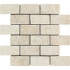 Beige Travertine Brick Mosaic Tile in Ivory Light Tumbled finish for elegant interiors