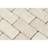 Ivory Light Travertine 2X4 Brick Mosaic Tumbled Rectangular Tiles Displayed Together