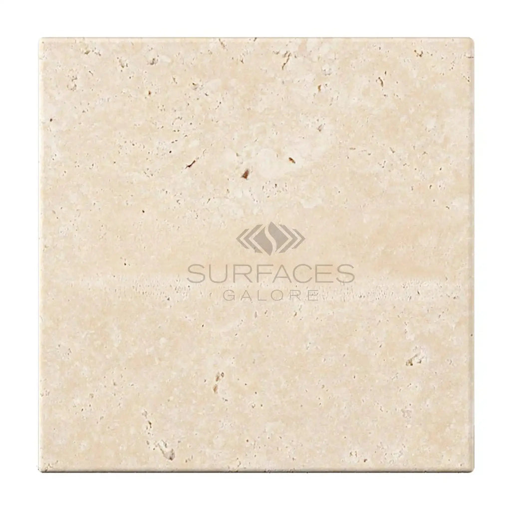 Ivory Light Travertine 4X4 Cross-Cut Tumbled Square Tile for elegant flooring design