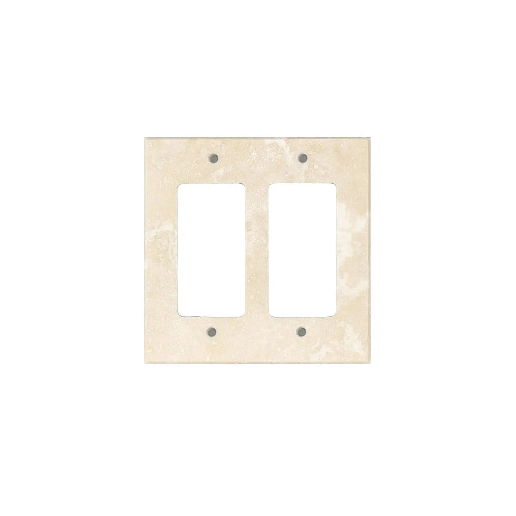 Ivory Travertine Double Rocker Switch Wall Plate for elegant home decor enhancement