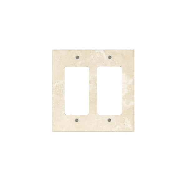 Ivory Travertine Double Rocker Switch Wall Plate for elegant home decor enhancement