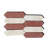 Alternating red and white marble mosaic tiles in Ivory Travertine & Nero Marquina design