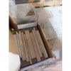 Ivory Travertine Random Strip Mosaic in beige brown tiles in open box
