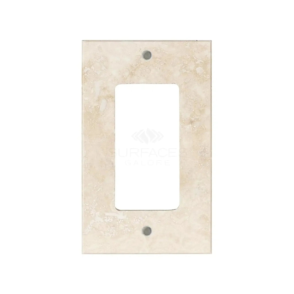 Beige marble light switch plate in Ivory Travertine Single Rocker Wall Plate design