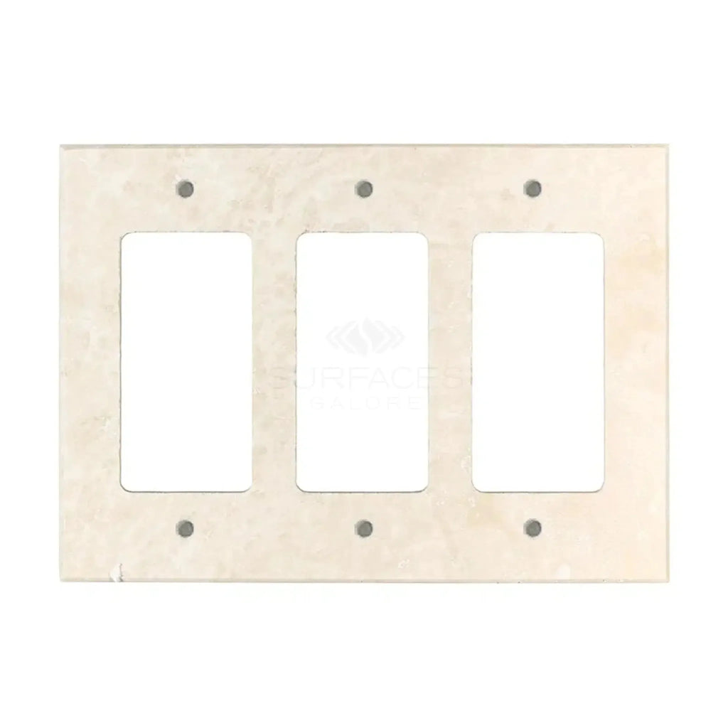 Ivory Travertine Triple Rocker Light Switch Wall Plate elegant home decor accessory