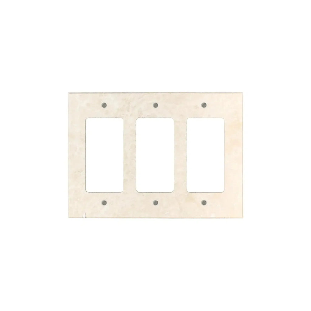 Ivory Travertine Triple Rocker Light Switch Wall Plate for a stylish home decor upgrade
