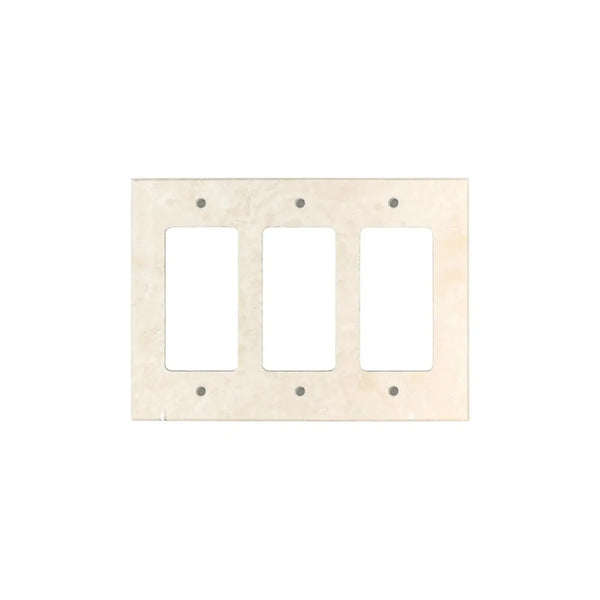 Ivory Travertine Triple Rocker Light Switch Wall Plate for a stylish home decor upgrade