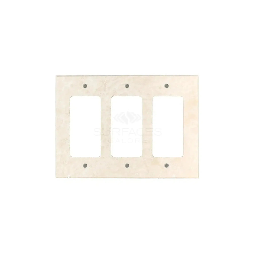 Ivory Travertine Triple Rocker Switch Wall Plate with elegant design and finish